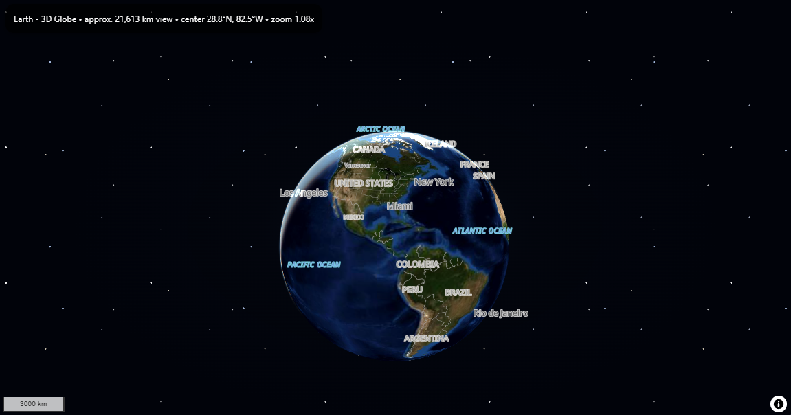 ImpactSim Earth 3D globe