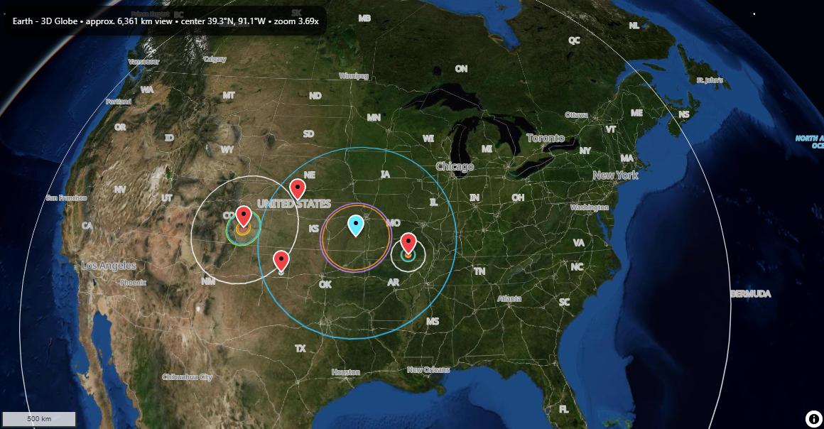 Multiple events displayed simultaneously in ImpactSim